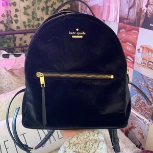 Kate spade black velvet backpack